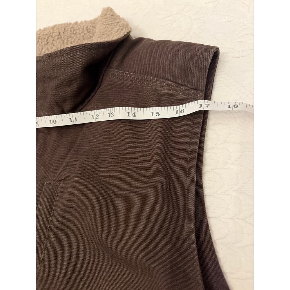 Carhartt Sherpa Lined Vest Men’s XL Dark Brown Canvas Workwear Full Zip - Picture 8 of 12